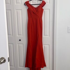 Jarlo Red Off Shoulder Slit Prom Wedding Gala Gown Size 4